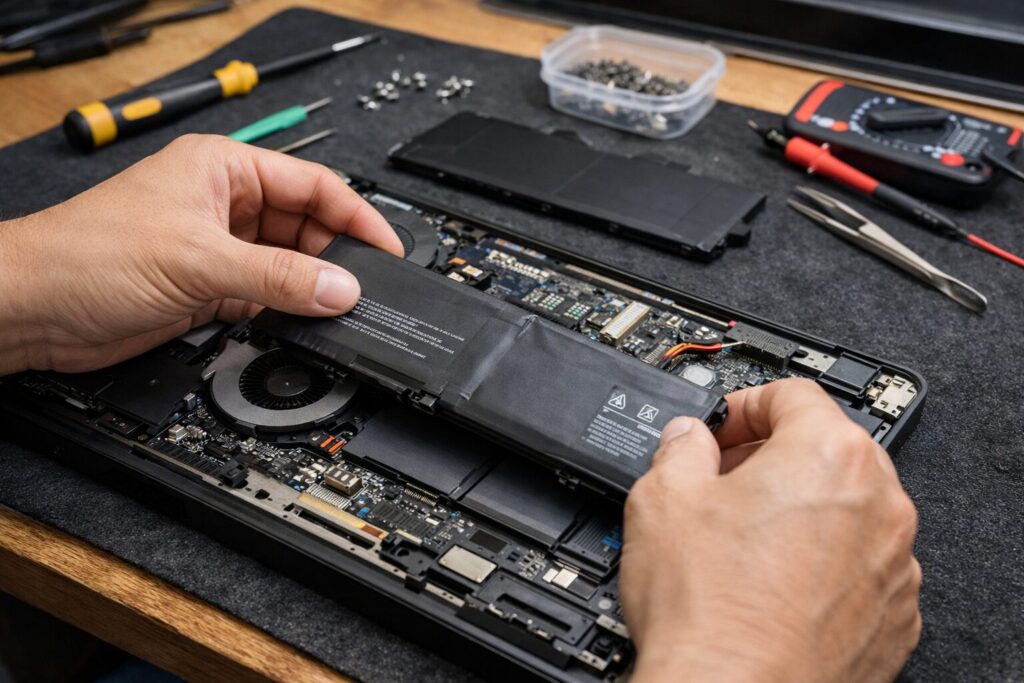 ノートパソコンのバッテリーが故障し充電ができなくなった